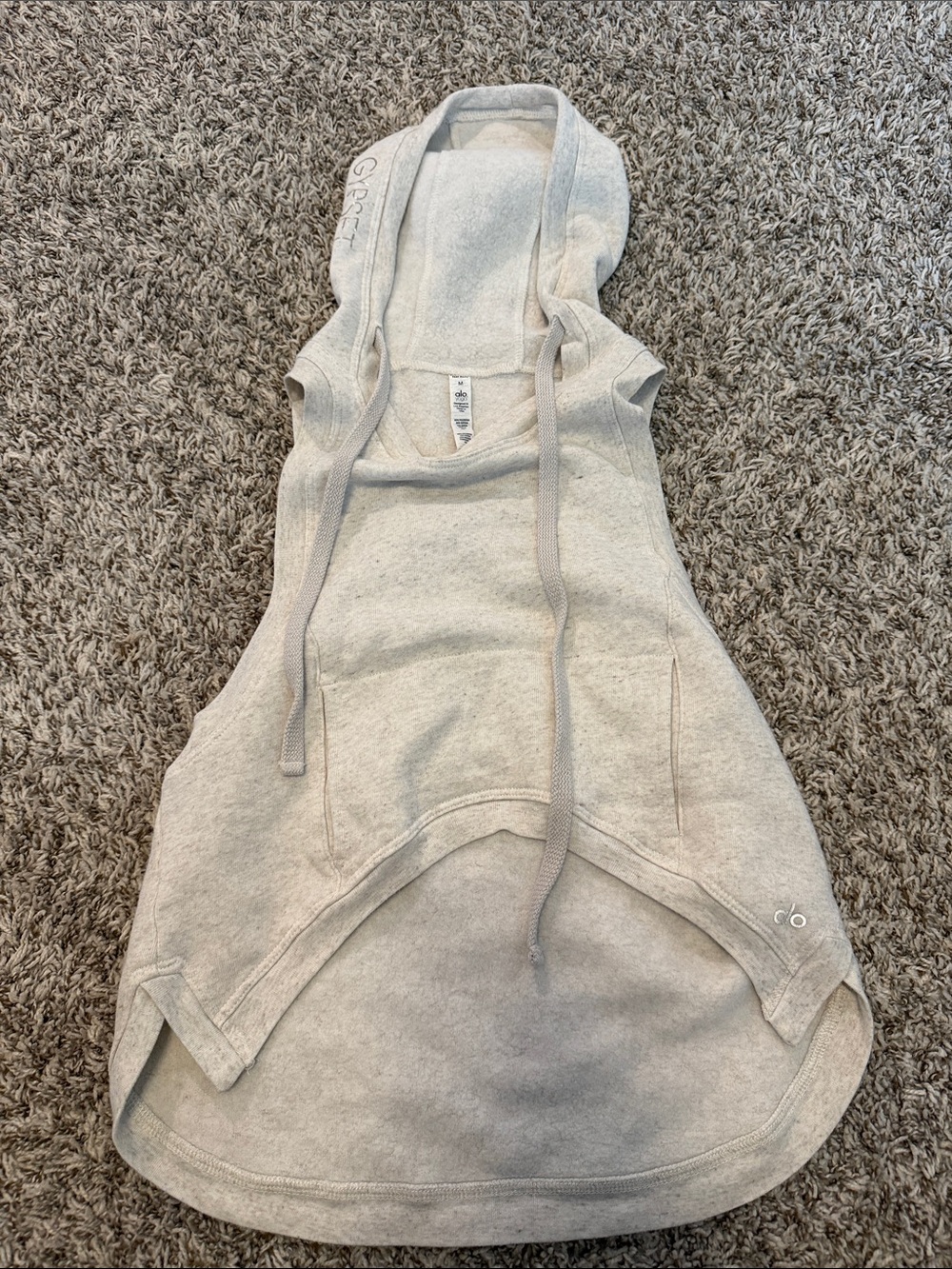ALO Yoga Neutral Heather Pullover Sleeveless Hoodie